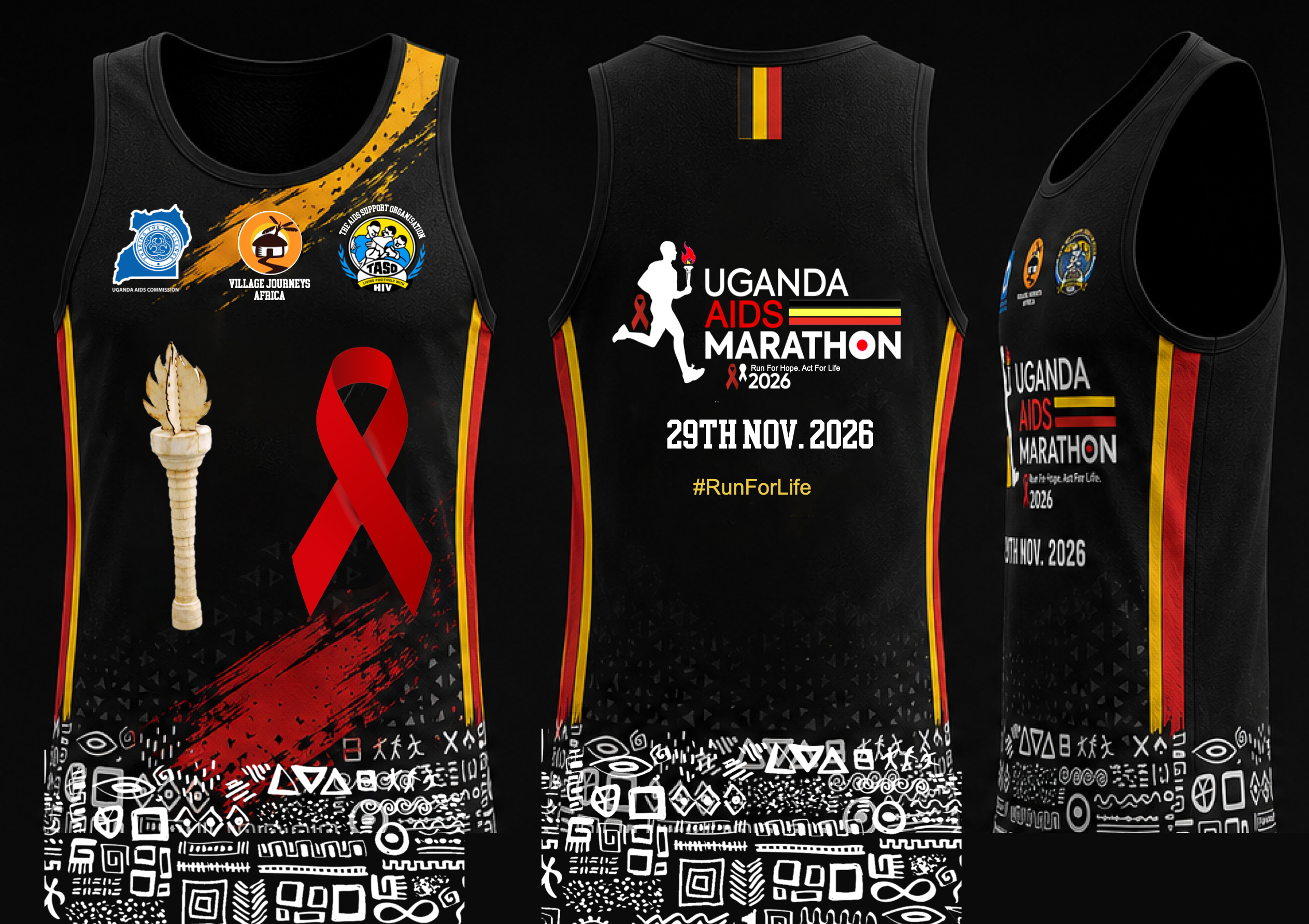 Black vest kit — front, back and side